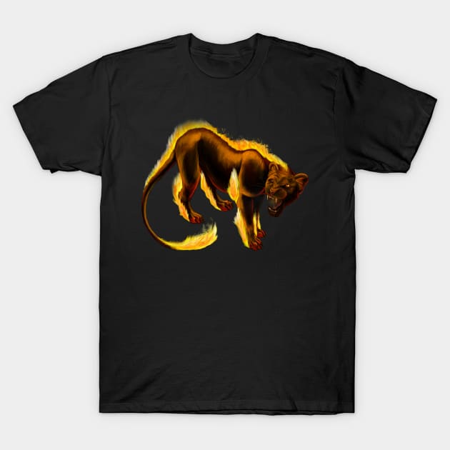 Fire Lioness T-Shirt by Unicornarama